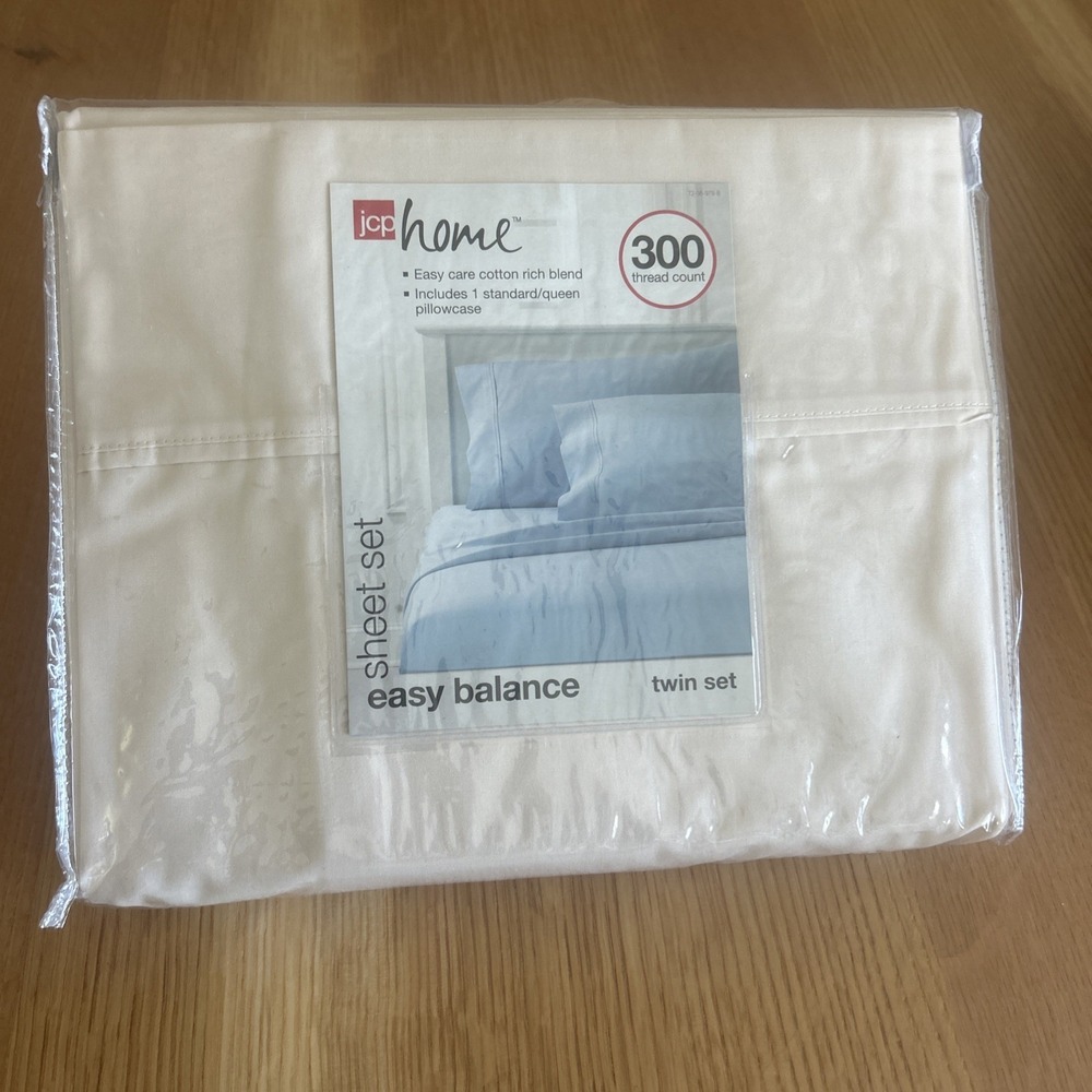 Jcp Home Easy Balance Twin 3-piece Cotton Blend Sheet Set Solid White